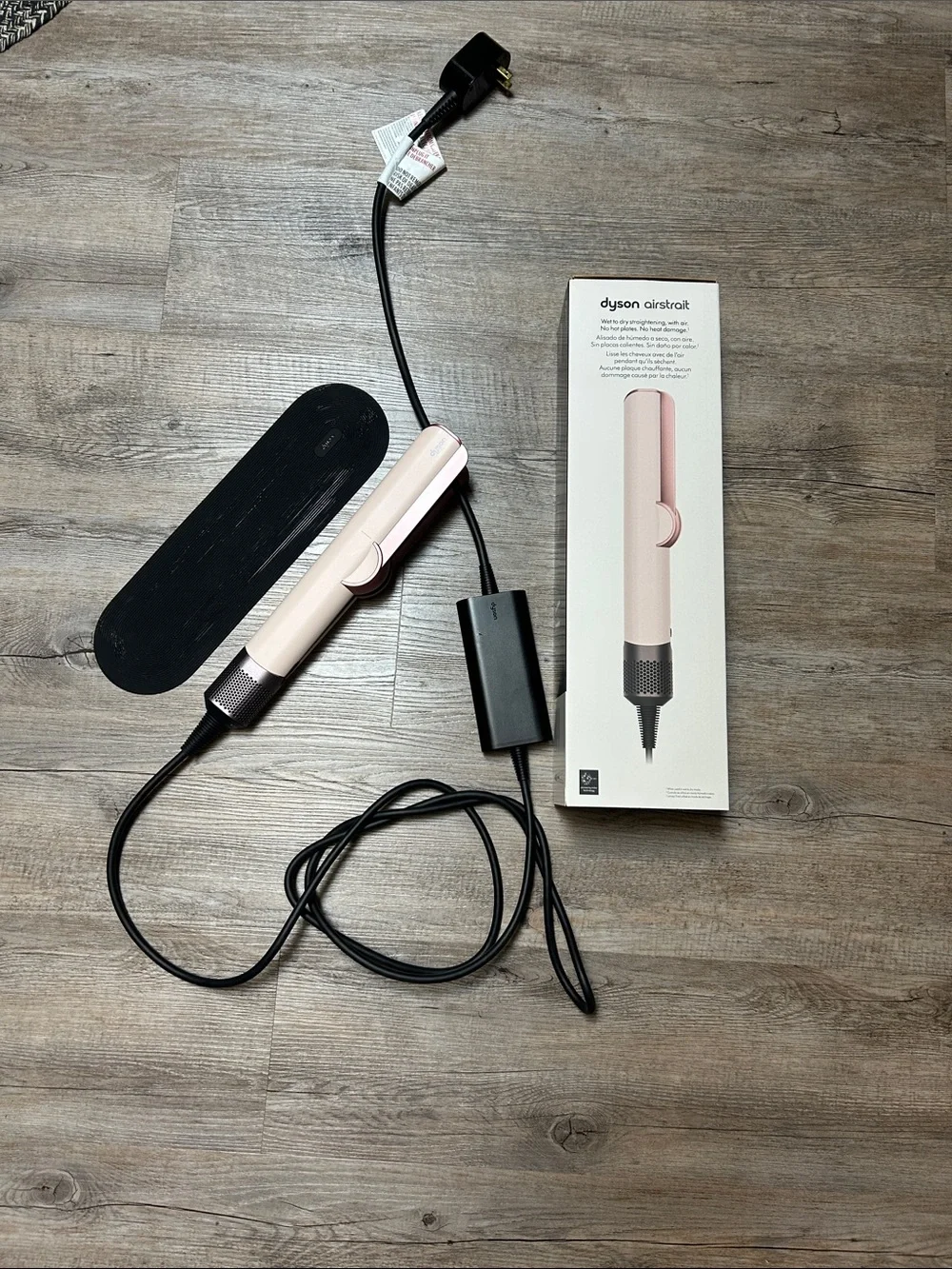 Dyson Pink & White AirStraight Hair Styling Tool with Black Mat